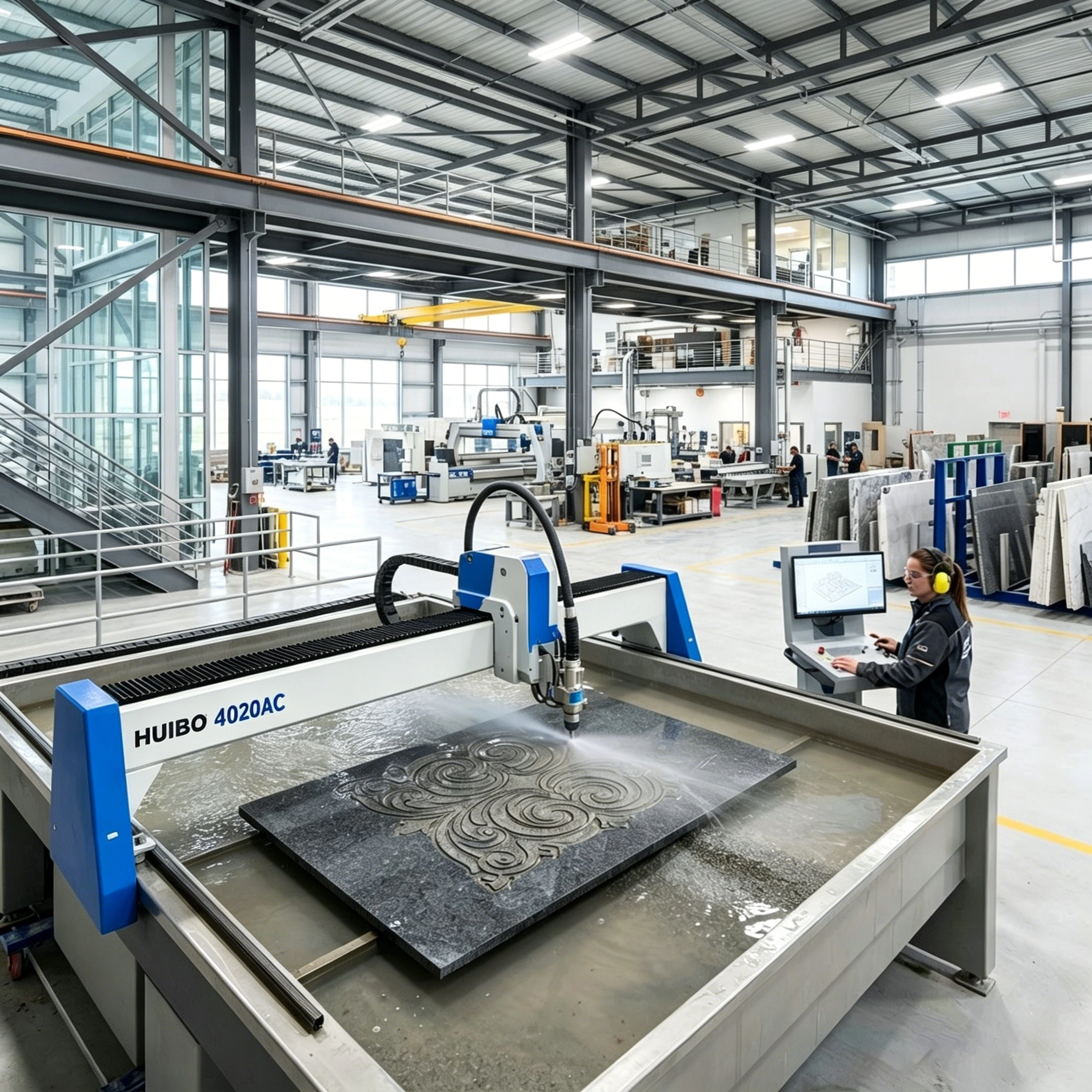 Modern stone fabrication factory